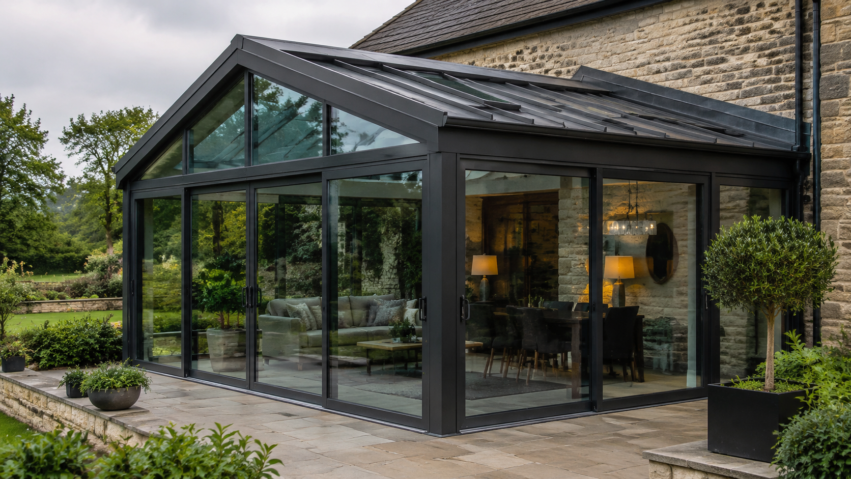 Insulated attached sunroom design reference
